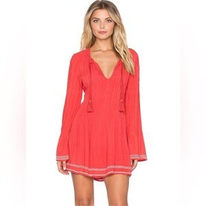 Tularosa x Revolve Audrey Embroidered tassel Mini dress watermelon red women s S